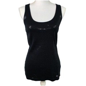 Ladies Black Sequined Tank Blouse Size M
